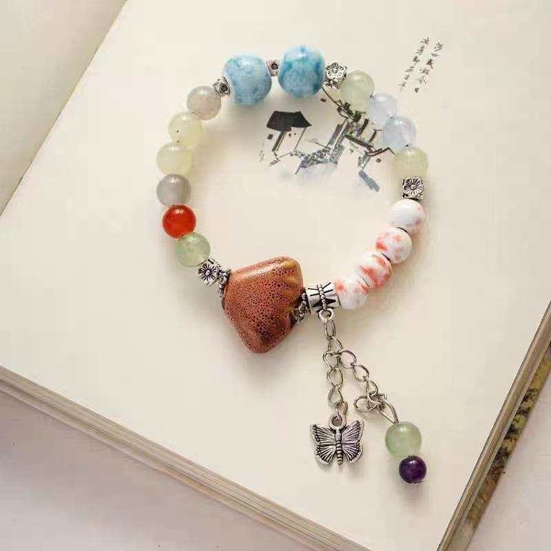 Chinese Exquisite New Ceramic Shell Scallop Bracelet Butterfly Charm Summer 2024