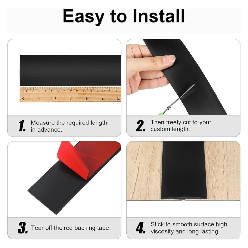 1PC 1X4cm Self Adhesive Carpet To Tile Edging Trim Strip Cuttable Threshold Cover Doorway Divider Strip Wear-resistant Fl