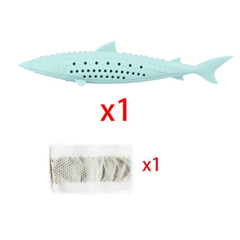 Silicone Mint Fish Cat Toy Cat Toothbrush Soft Pet Kitten Chew Toy Teeth Brush Molar  Stick