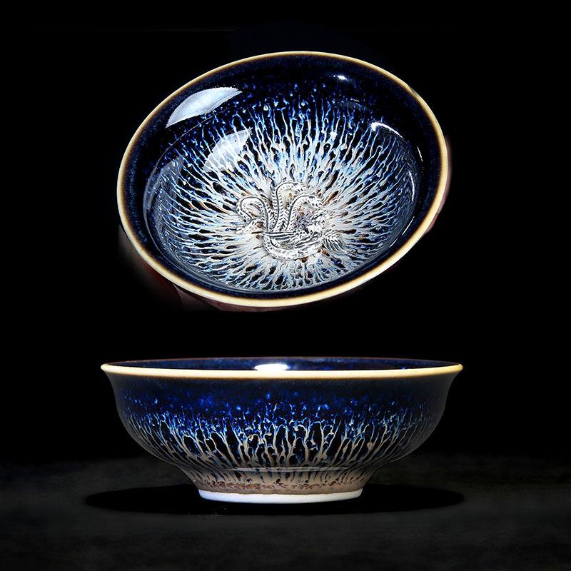 Colorful Tenmokus Tea Cup Fancy Jianzhan Ceramic Teacup Petal Shaped Chinese Style Small Tea Bowl teaware cup