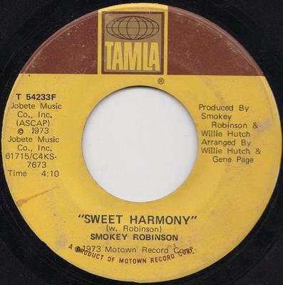 7inch Record SMOKEY ROBINSON - Sweet Harmony T54233F TAMLA 1973 US Soul/Funk Used