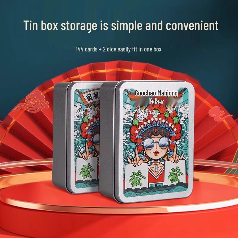 Wodoodporne karty do gry Mini Mahjong: Zestaw 144 kartek papierowych, odpornych na zużycie i składanie, niełamliwych, przenośnych.