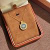 S925 Sterling Silver Lattice Compass Necklace with Cubic Zirconia and Rose Pendant In New Chinese Style