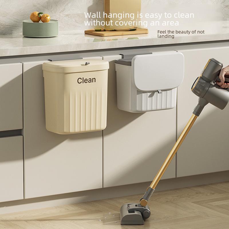 Coș de gunoi cu capac rabatabil montat pe perete pentru bucătărie, baie sau toaletă