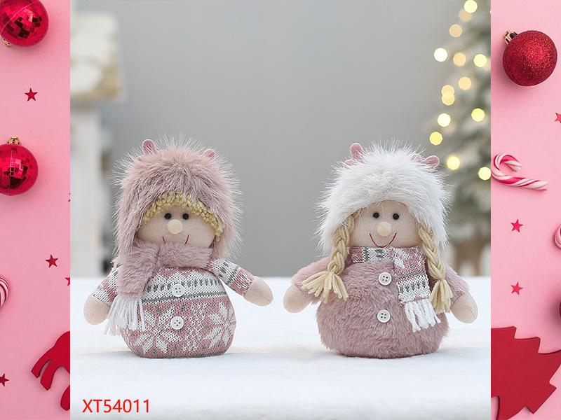 Pink Long Plush Boy and Girl Dolls for Christmas Decor