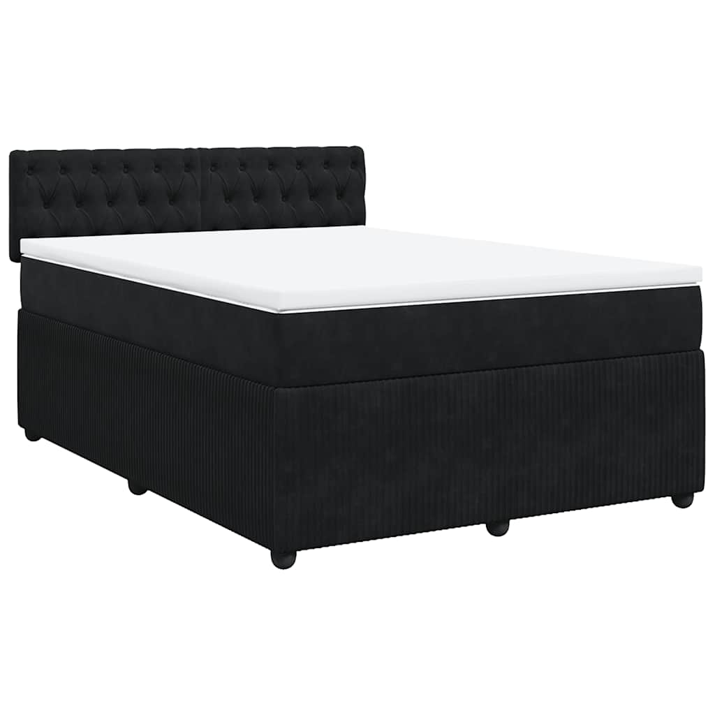 Box Spring Bed with Mattress Black 140 X 190 Cm Velvet