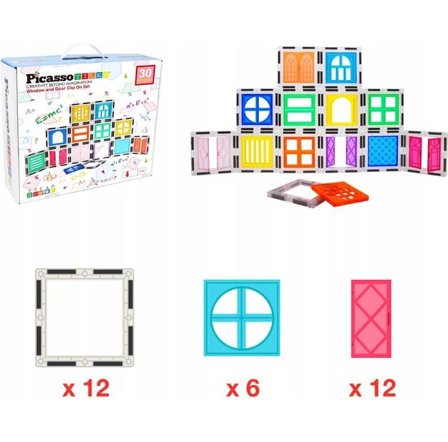 Конструктор магнитный PicassoTiles развивающий, 30 деталей