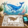 Marine Life Patterns for DIY Projects Ocean Stencil Set, Sea Animal Wall Art Stencil, Plastic Octopus Mural Washable PVC Stencils Home Decor