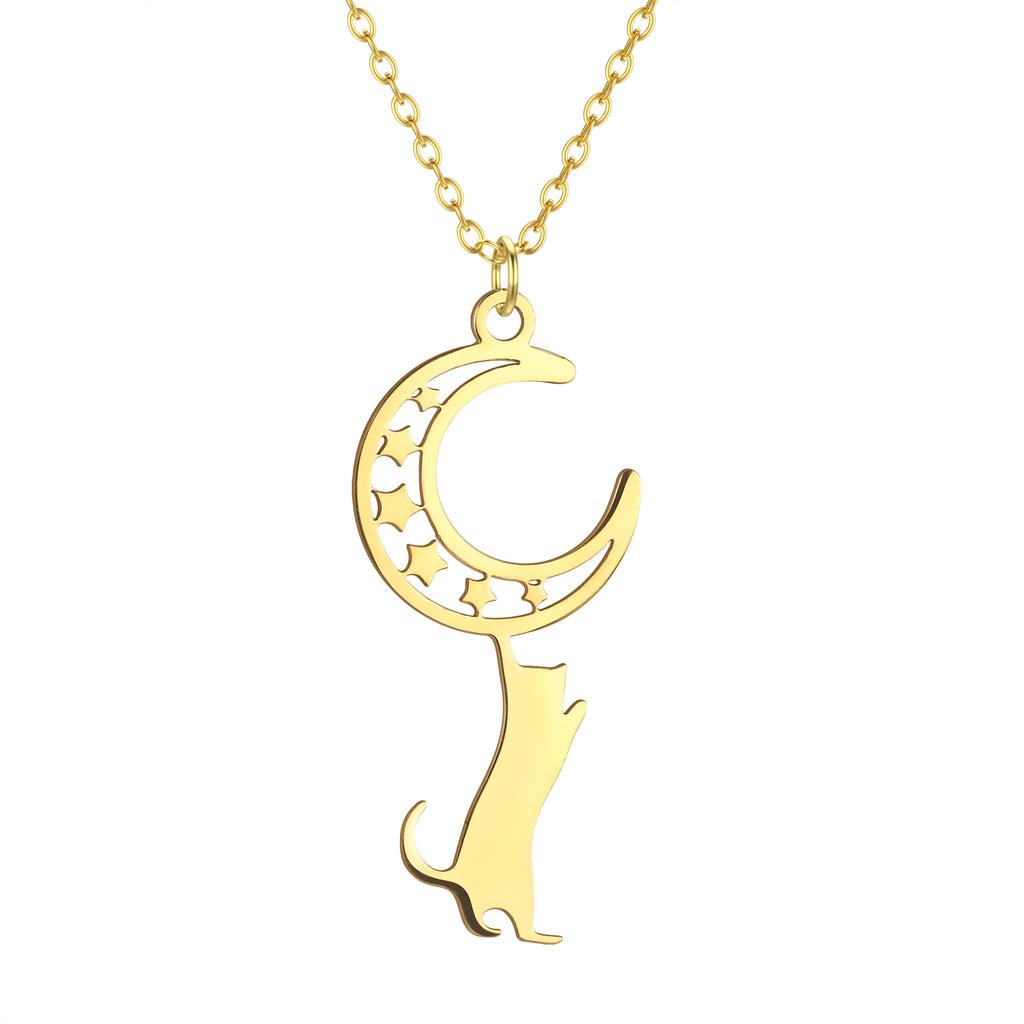 Kinitial Raindrop Cloud Whale Ghost Hand Flower Horse Meditation Moon Stainless Steel Pendant Necklace For Women Jewelry Gift