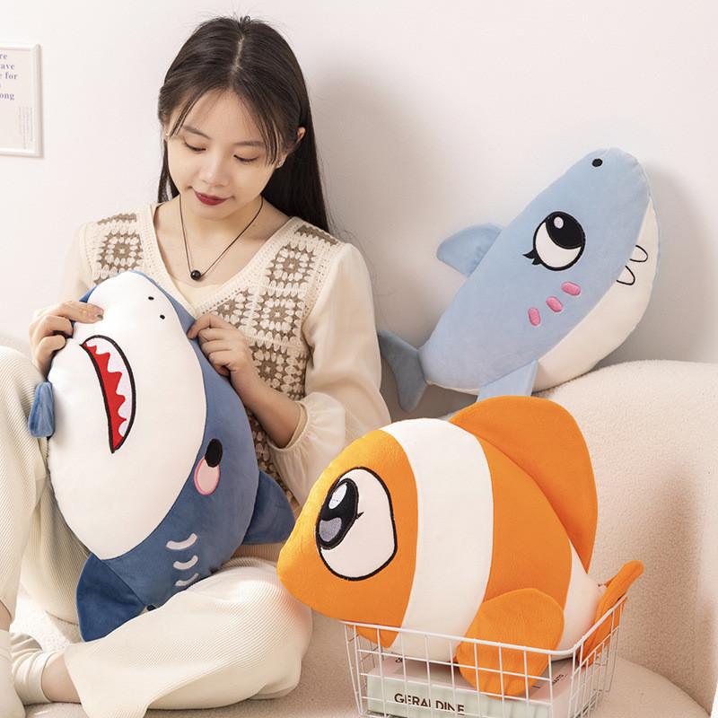 Shark Whale Clown Fish Plush Toy Pillow Stuffed Animal Doll Gift Decoration
