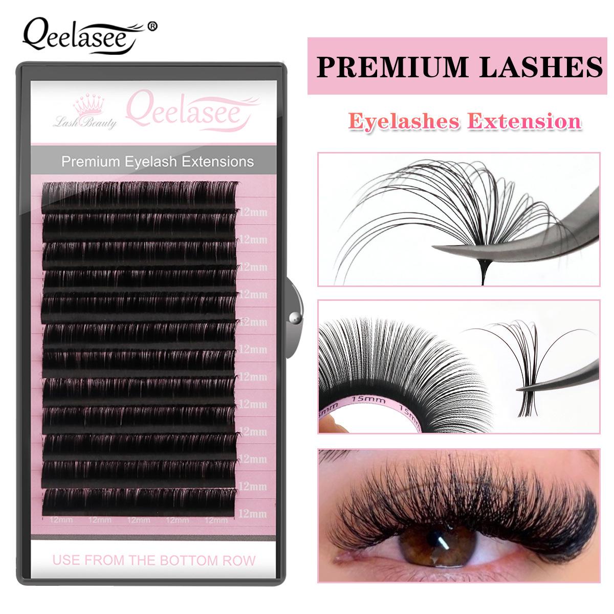 

Qeelasee Round Root Blooming Grafted Soft Natural Russian Curl Thick False Eyelashes 0.03 DD