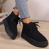 Fashion Autumn Winter Lace Up Platform Snow Boots Women Warm Thick Plush Cotton Padded Shoes Woman Comfort Thick Bottom Ankle Botas