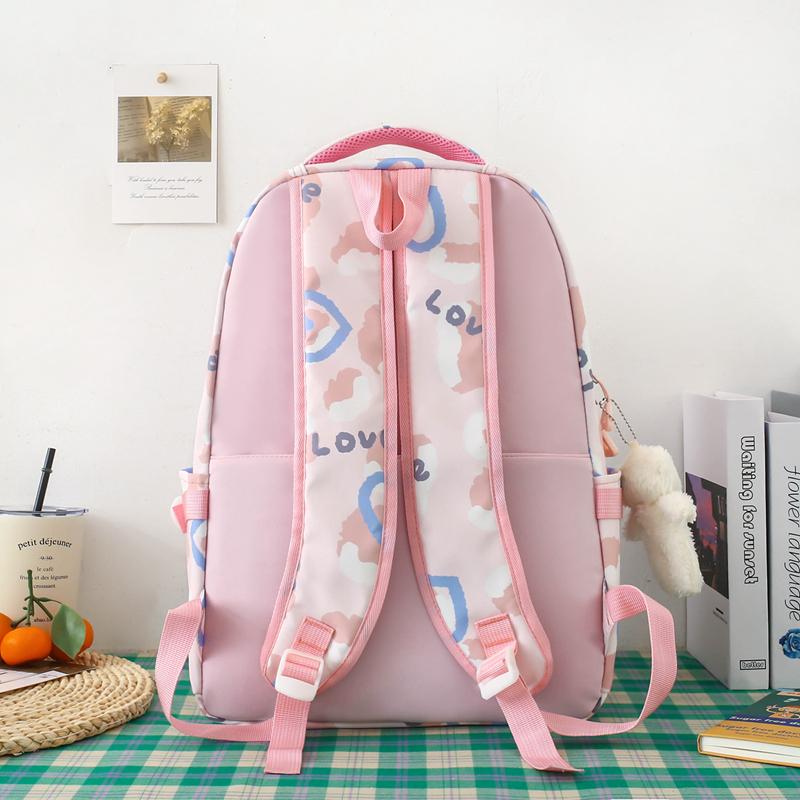 Women's Love Backpack Set Student Large Capacity School Bag Women's Four-Piece Backpack with Pen Bag