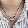 Fashion Love Heart Pendant Necklace Black Leathers Rope Choker Neck Chain Elegant Clavicle Chain Necklace Party Jewelry