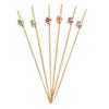 100Pcs Disposable Fruit Picks, Cocktail Picks with Decorative Leaves Flower Tips, Bamboo Skewers for Fruits Cakes Cocktails Snacks