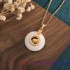 White Jade Doughnut Pendant Gemstone Chalcedony Fashion Gifts Zircon Natural 925 Silver Necklace Women Charm Crystal Jewelry