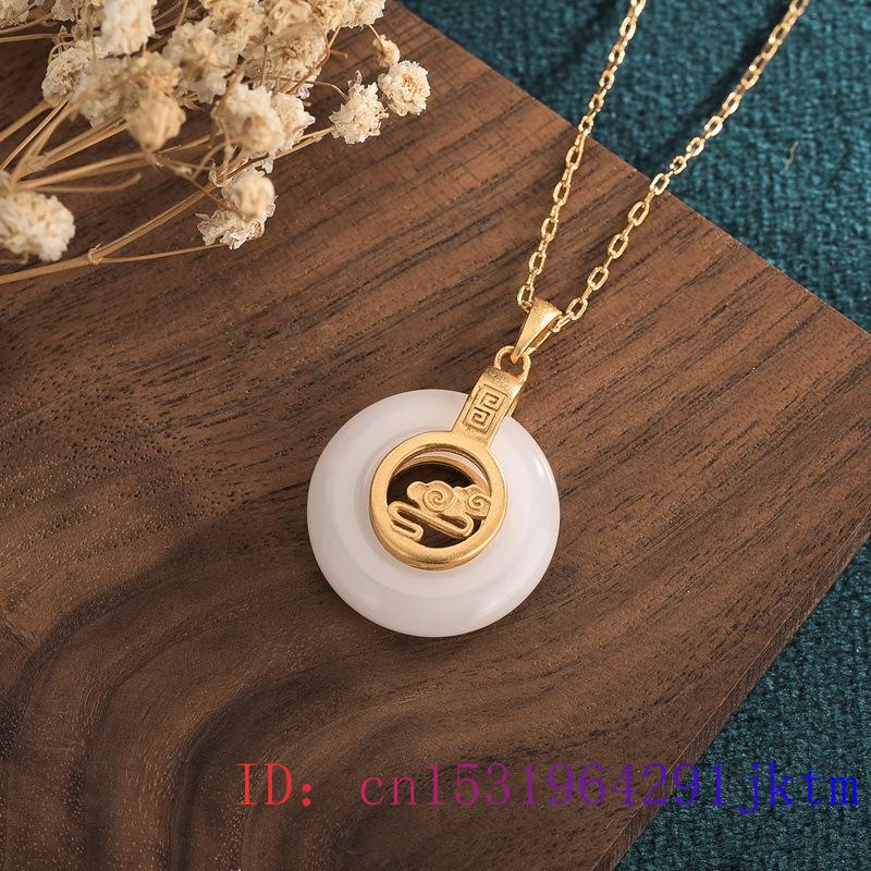 White Jade Doughnut Pendant Gemstone Chalcedony Fashion Gifts Zircon Natural 925 Silver Necklace Women Charm Crystal Jewelry