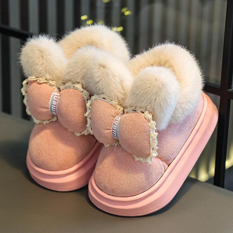 

Детские хлопковые тапочки Девочки 2025 зима новые бархатные теплые хлопковые туфли Девочки хлопок детский хлопок швабра 26/27 inner length 17cm розовый