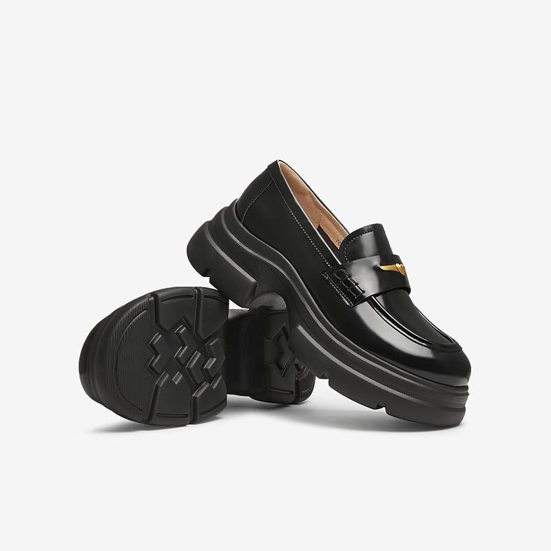 TATA Women's British Loafers with Heart Detail