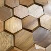 Black Walnut Hexagon 3D Stereo Mosaic Wall Hanging Decoration Hotel Bar Cafe Background Decoration Modern Wall Hanging Decor