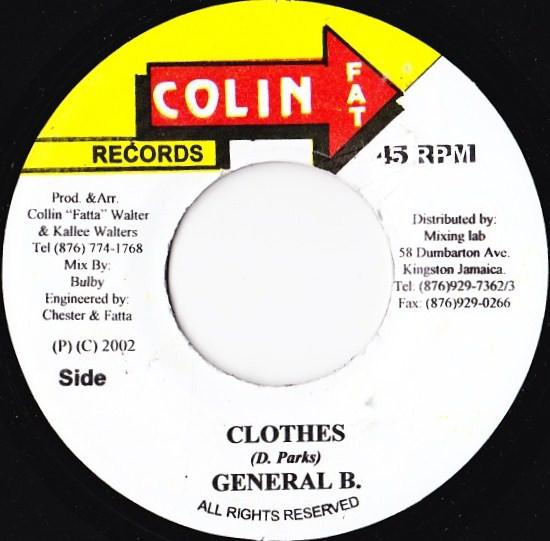 

7inch Record GENERAL B Clothes NONE Colin Fat Recor 2002 Jamaica Reggae Ska Dub Used