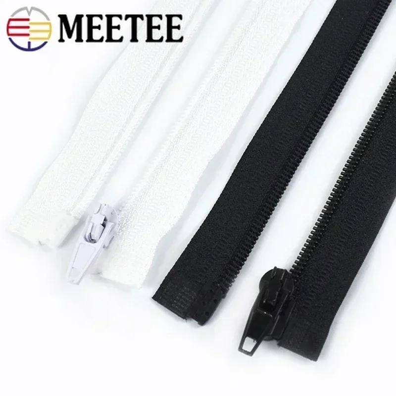 Meetee 5/10 Pezzi 40-300cm N°3 Cerniera in Nylon Nero Bianco Cerniere Aperte Giacca Piumino Cappotto Scarpe Cerniere con Blocco Automatico Accessorio Cucito Fai da Te
