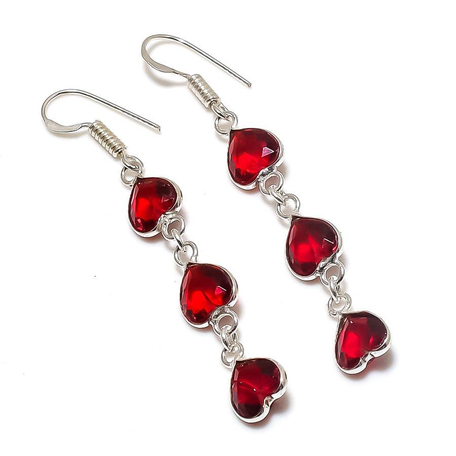 

Natural Mozambique Garnet 925 Sterling Silver Jewelry Earring 2.36 n6p78