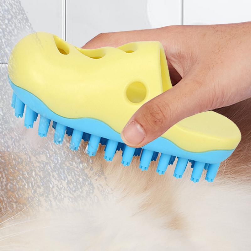 Dog Shampoo Brush Unique Slipper Shaped Dog Wash Brush Dog Bath Supplies Soft Bristles Pet Bathing Massage Brush For Shower