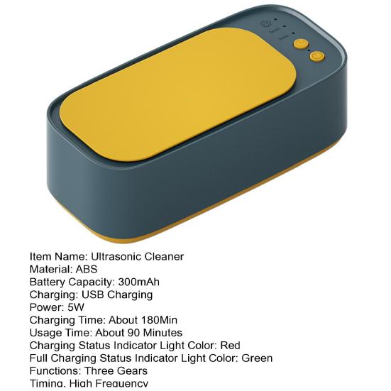 Ultrazvukový čistič Bezdrátový 3 režimy Vysokofrekvenční Vibrace Nízká hlučnost Multifunkční USB dobíjecí šperky Brýle Hodinky Ultrazvukový čistič