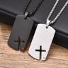 Vnox Mens Sidecross Dog Tag Necklaces, Anti Allergy Stainless Steel Pendant Collar with Cubic Zirconia, Free Box Chain 70cm