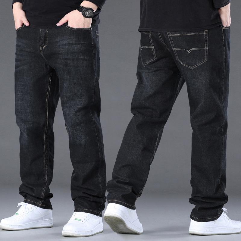 2024 Men's Plus Size Elastic Jeans: Loose, Big, Tall, Straight Leg, Slim Fit Pants for Spring and Autumn