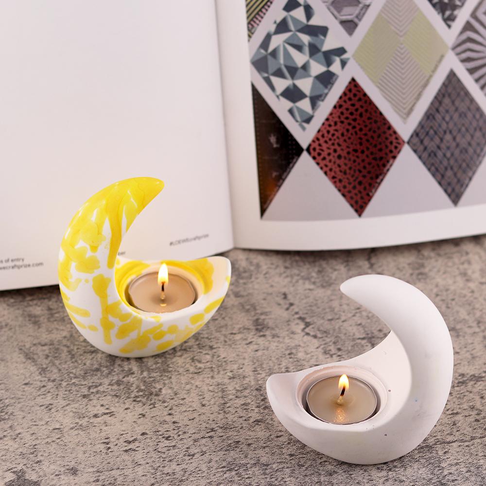 DIY Księżycowy Gipsowy Świecznik 3D Księżycowa Podstawka na Świecę Formy Silikonowe do DIY Cement Beton Świecznik Dekoracja Domu Ozdoba Stołu