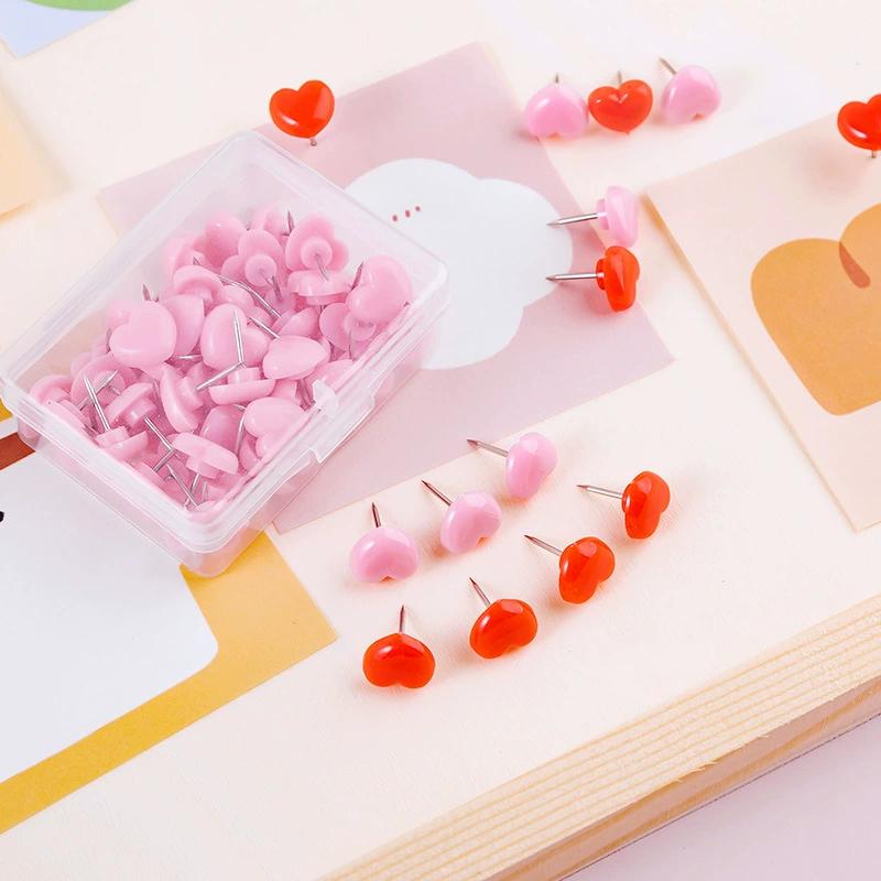 Heart shape 50pcs Plastic Quality Cork Board Safety Colored Push Pins Thumbtack Office School Accessories Supplies