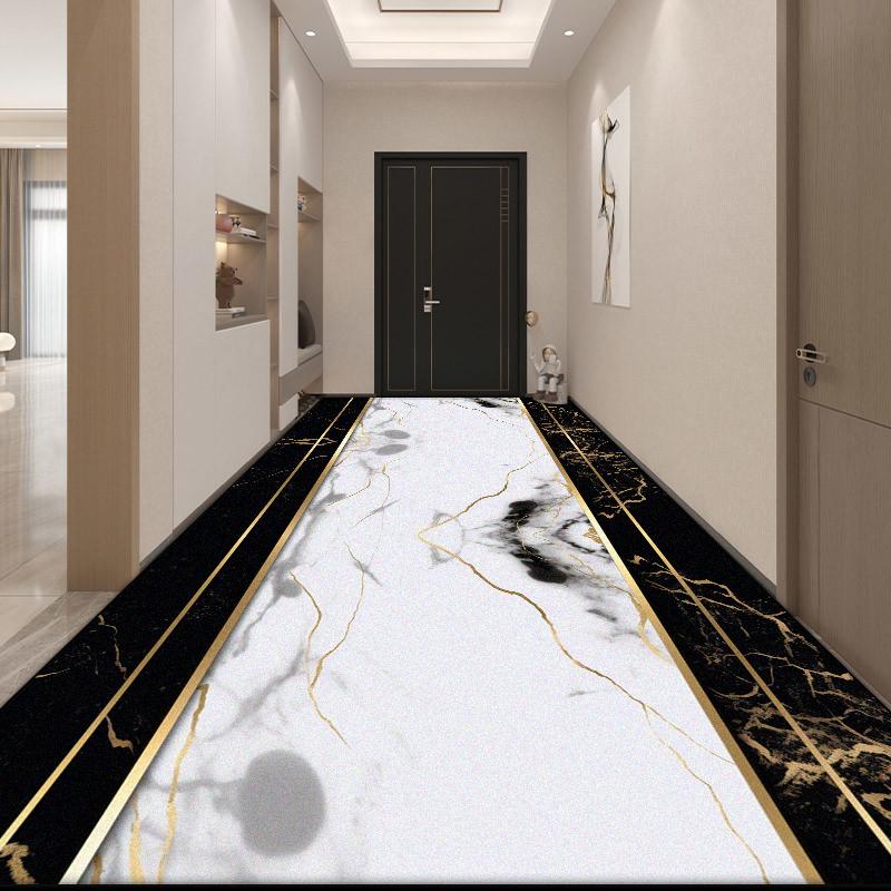 Black White Luxury Runner Corridor Carpet Nordic Decoration Home Living Room Long Rugs Hotel Lobby Stairs Non-slip Washable Mat