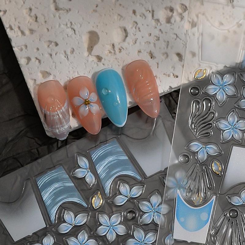 Wearable Nail Art Stickers Free Hand-Painted 3D Sculpted Nail Art Stickers Flower Jelly Nail Art Stickers