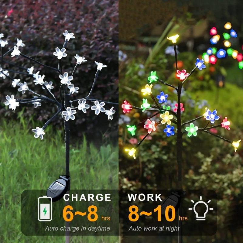 1~4 Pcs LEDs Solar Flower Light Outdoor for Garden Decoration RGB Fairy Light Solar Powered Decor Lights for Landscape Backyard