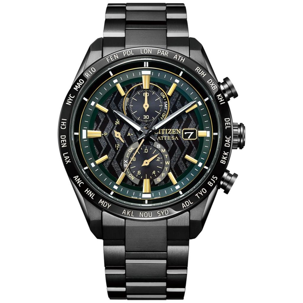 Atessa Light Powered Eco Drive Radio Watch Waterproof Hanshin Koshien Stadium 100th Anniversary Collaboration Model Black [Citizen] AT8288-60E Men's