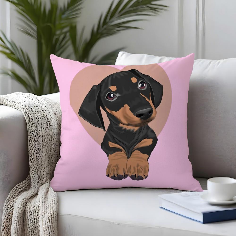 Sausage Dog Dachshund Cute Cushion Cover Plush Fabric Soft DoubleSided Printed Sofa Warm Winter Home Child Gift Pillow Case