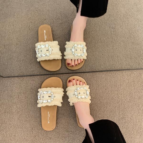 Fashion Shoes Slippers Women Summer Pantofle Shale Female Beach Slides 2025 Flat Sabot Scandals Beach Shoes Slippers Flat Slides Slipers