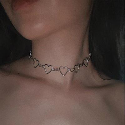 Nou Hollow Coreean Sweet Love Heart Choker Colier Declarație Cadou pentru iubită Drăguț Bicolor Colier Bijuterii Collier Femme 2022