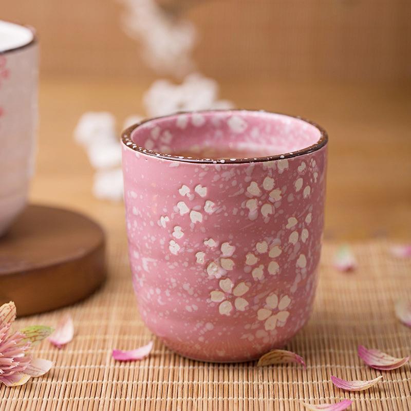 Home Owner Sub-Cup Glass Tea Cup Pink White Japanese-Style Kung Fu Tea Ceramic Underglaze Porcelain Tea Cup