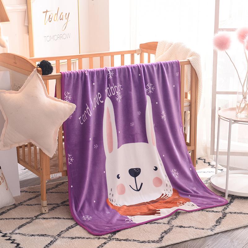 Cartoon Style Flannel Fleece Children's Blanket - Single Layer, All-Season, Small Nap Blanket with Edging