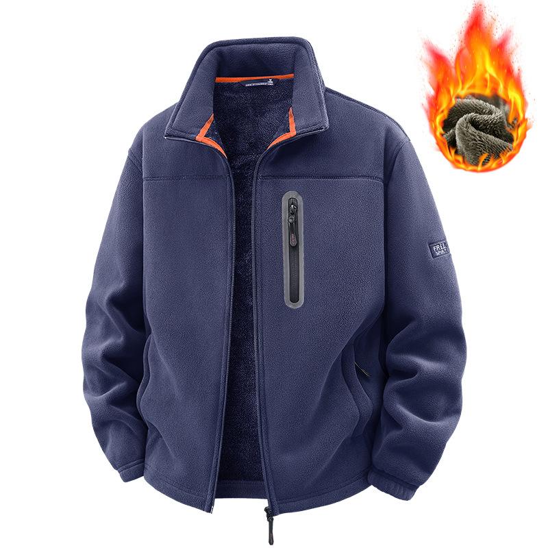 Men's Outdoor Fleece Jacket Autumn Winter Thickened Polar Fleece with Added Insulation Season Warm Casual Coat
