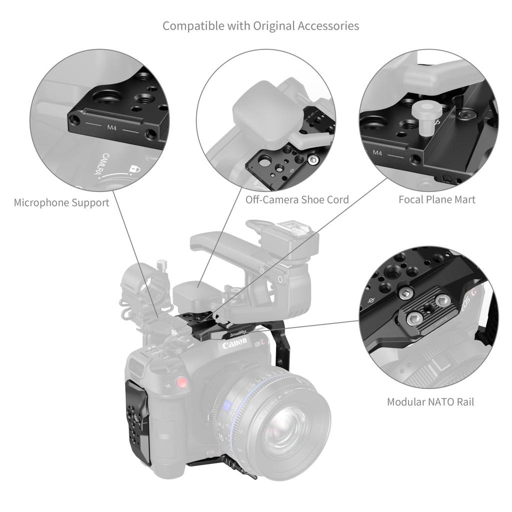 SMALLRIG C80 Cage Top Side Bottom NATO Lens Adapter Support Kit Plate, Plates, Plate, Rail, (5136)