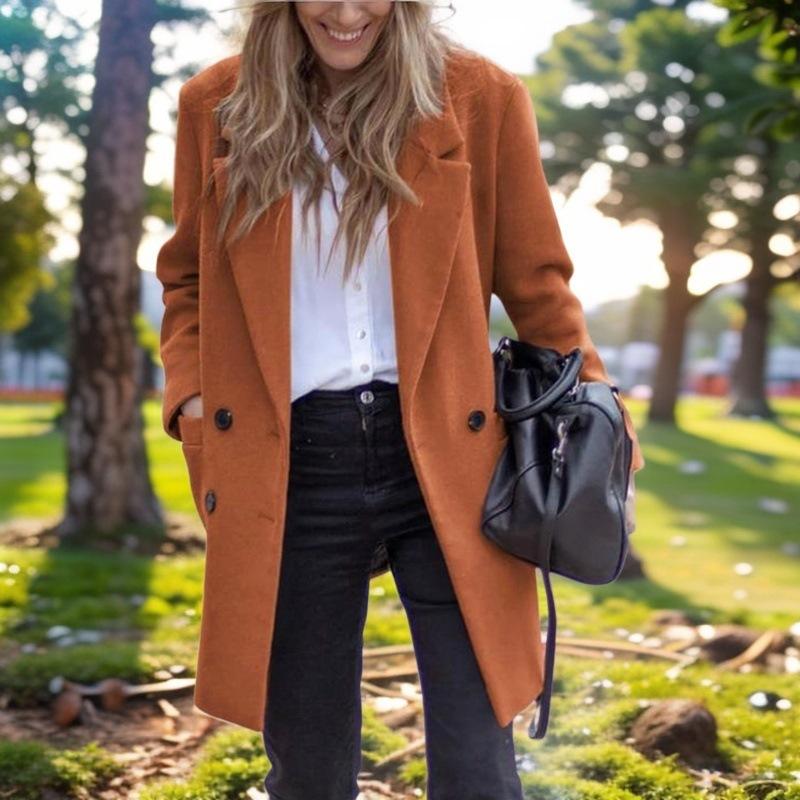 

Осенне-зимнее шерстяное женское пальто средней длины большого размера 2XL