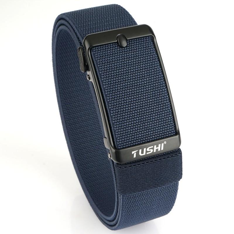 Elastic Belt Men s High-end Business Simple Imitation Needle Toothless Automatic Buckle Canvas 120cm