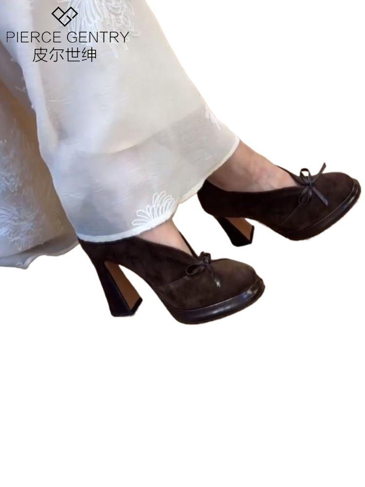 Høye hæler femininitet 2025 nye modeller ikke slitne føtter enkeltsko kvinners design nisje temperament