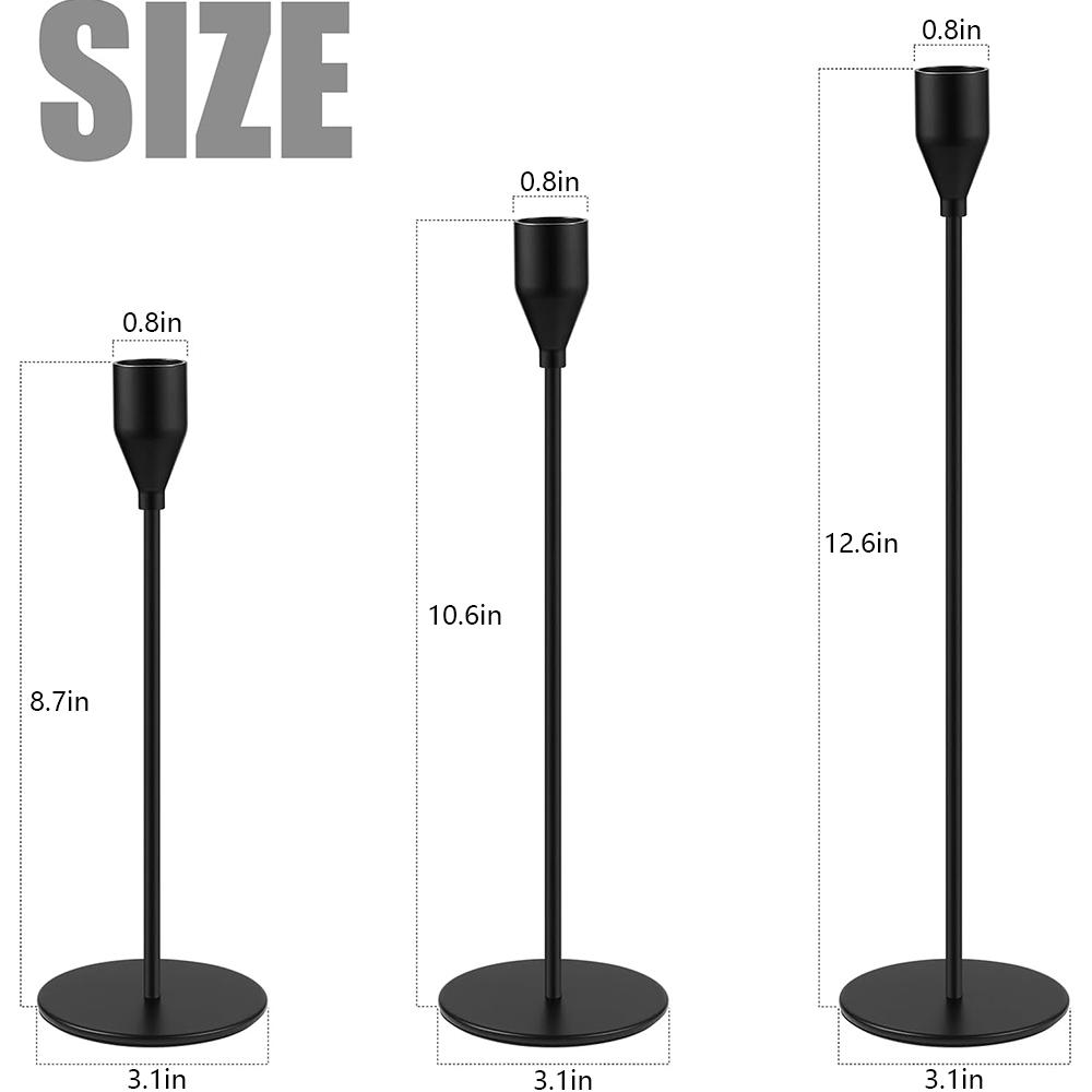 3Pcs Metal Black Candle Holders Candlesticks For Weddings, Home Decoration