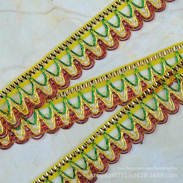 

Мереживо із золотими та срібними блискітками для танцювальних костюмів, ширина 2,7 см, 13 метрів