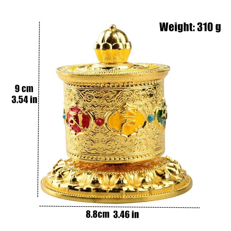 Tibetan Handicraft Prayer Wheel Alloy Buddha Engraved Scripture Prayer Wheels Collectibles Gift Car Indoor Desktop Decorative